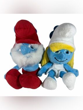 The Smurfs Papa Smurf And Smurfette Plushes Jakks Pacific Stuffed Animals